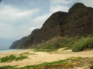 Polihale Beach, on the west coast of Kauai, Hawaii