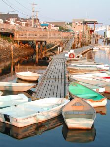 A dock full of dinghies in Maine