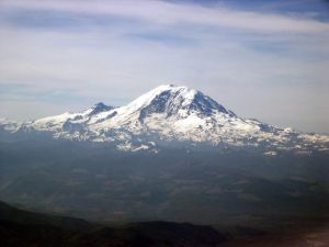 Mount Rainier in Washington state, seen from the air